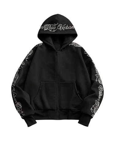 Manfinity EMRG Men Letter Graphic Zip Up Hoodie